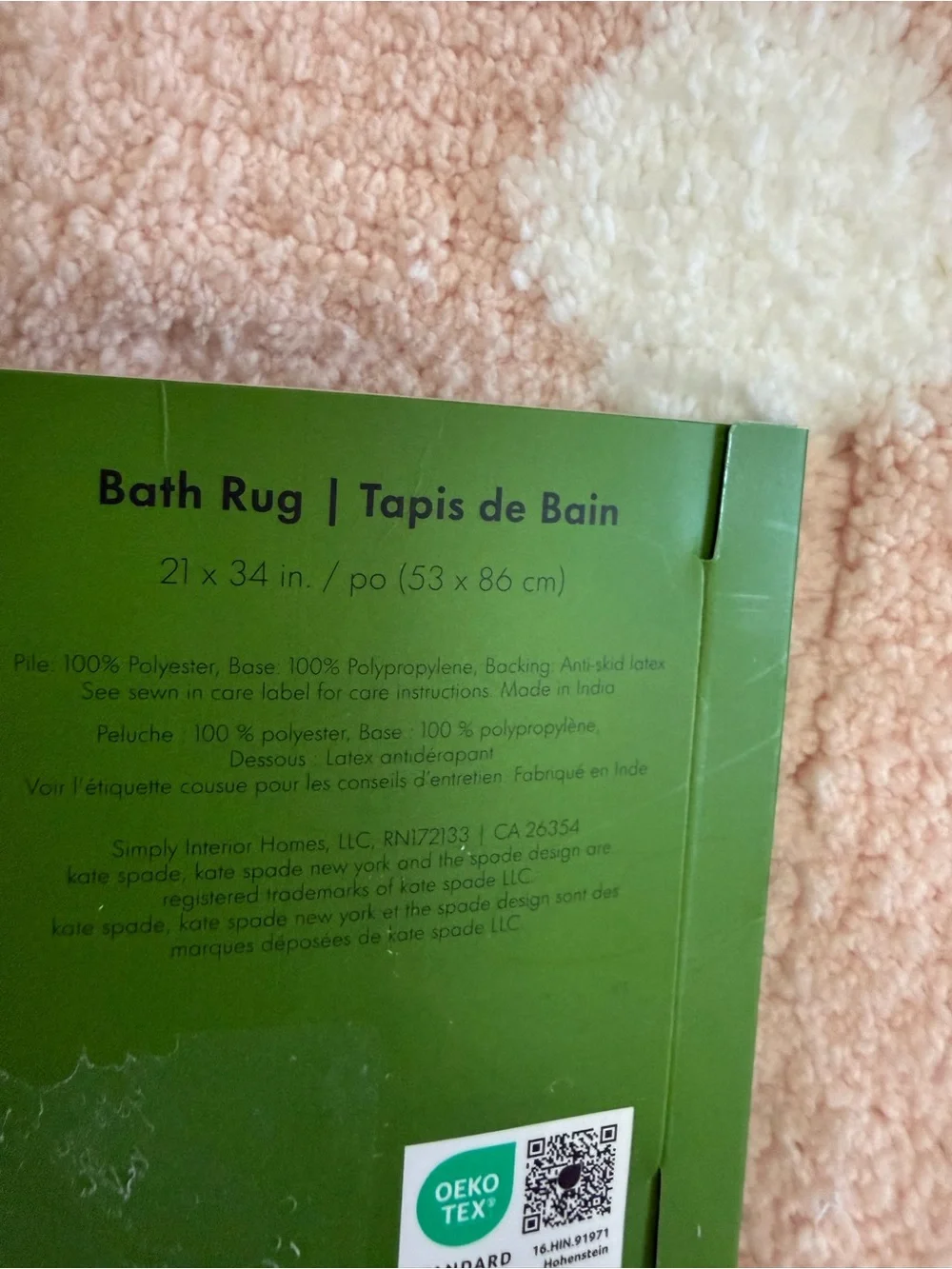 Kate Spade New York Pink & White Polka Dot Bath Rug
